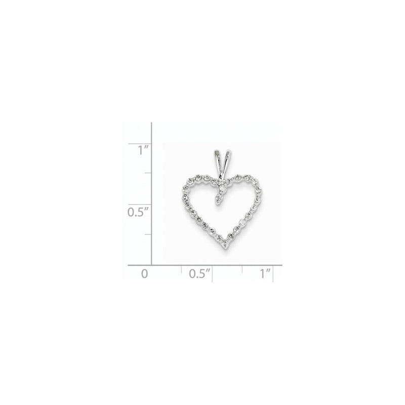 14k White Gold Real Diamond Heart Pendant