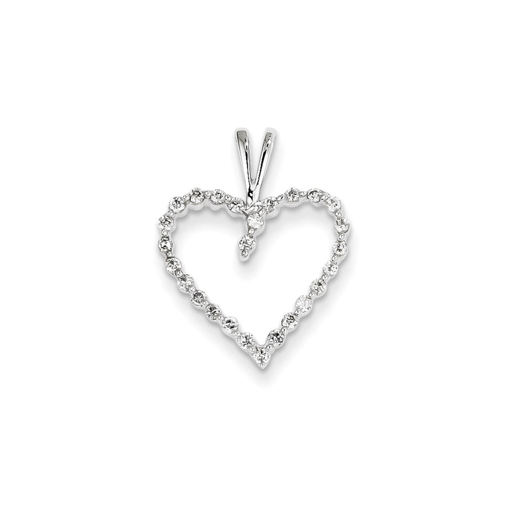 14k White Gold Real Diamond Heart Pendant