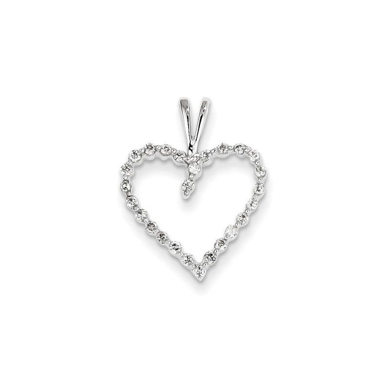 14k White Gold Real Diamond Heart Pendant
