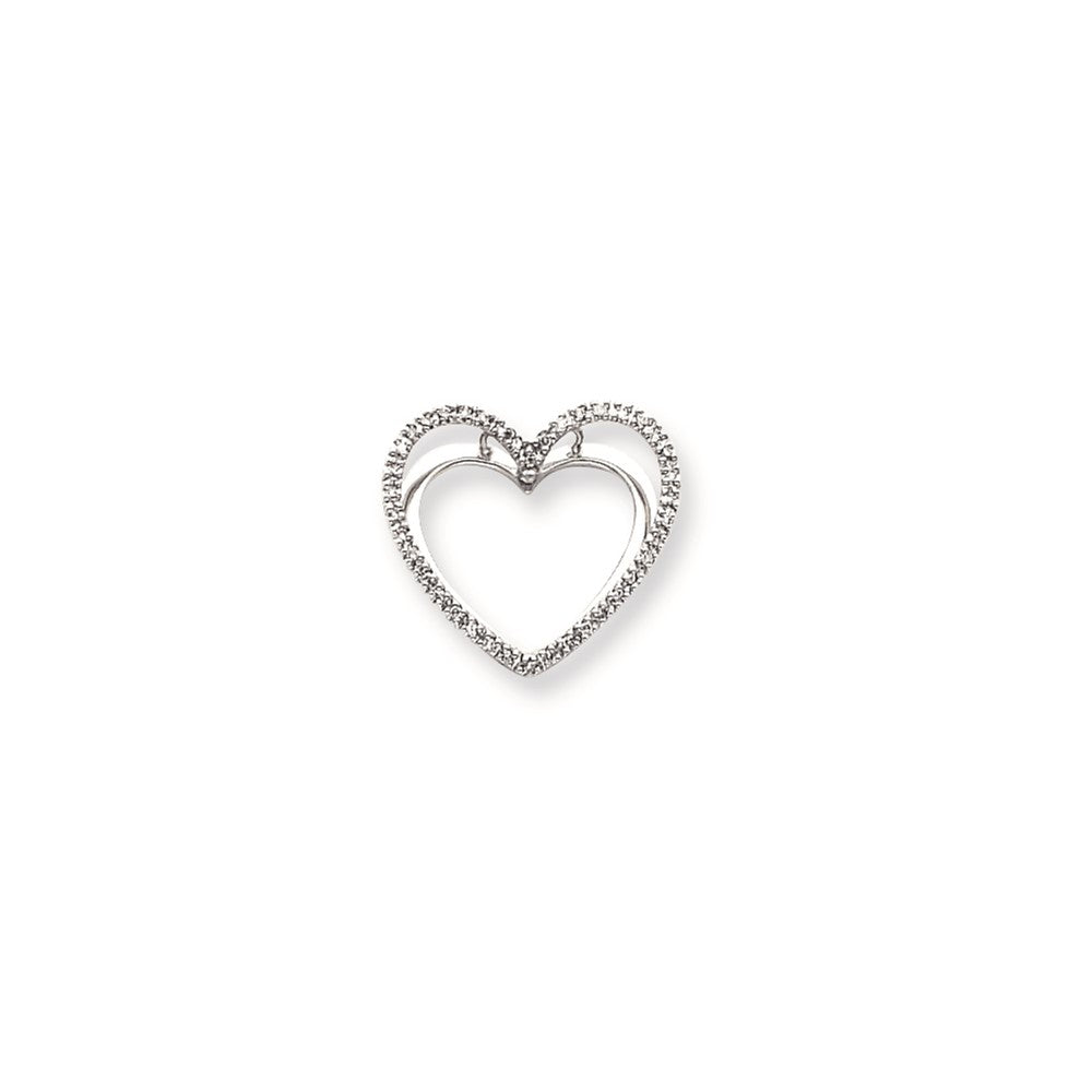 14k White Gold Real Diamond Heart Slide