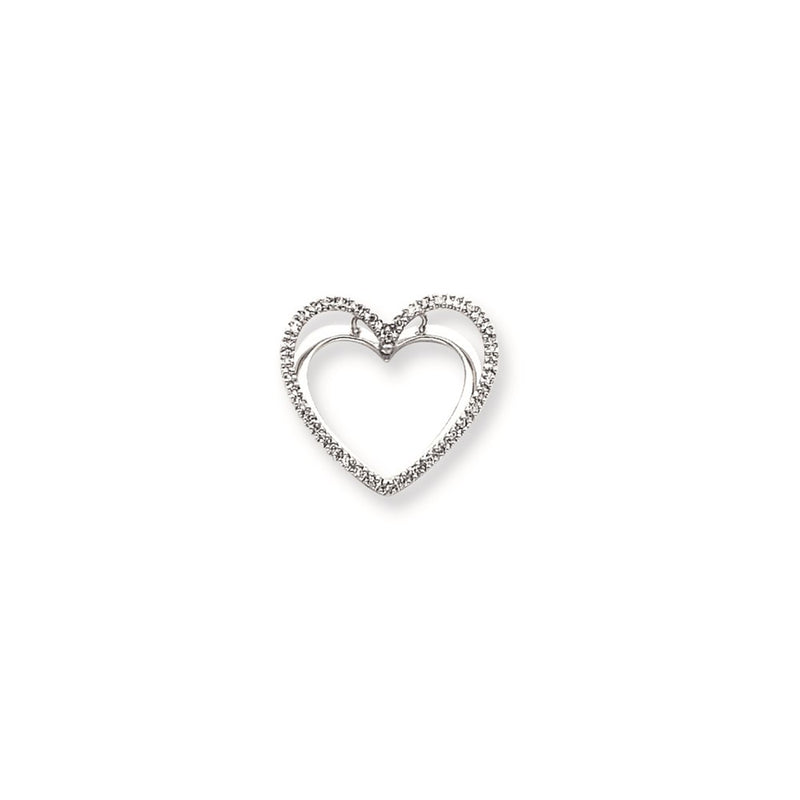 14k White Gold Real Diamond Heart Slide