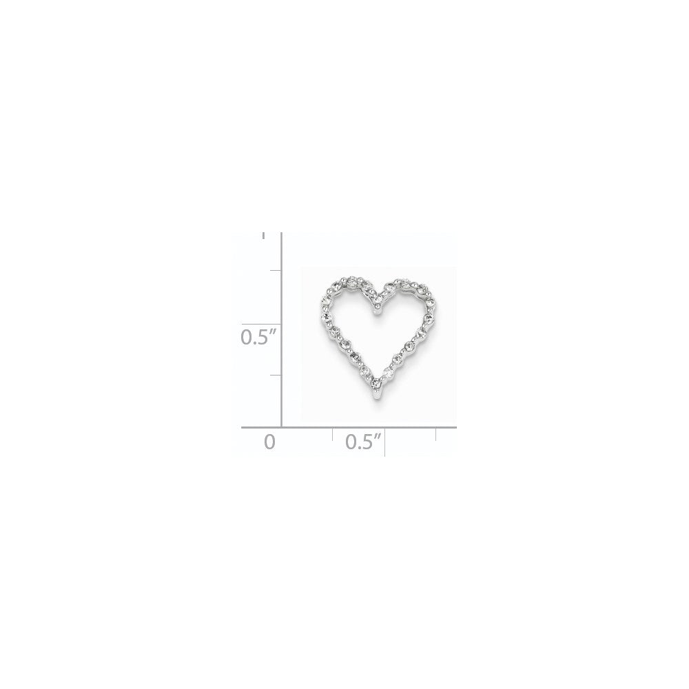 14k White Gold Real Diamond Heart Slide
