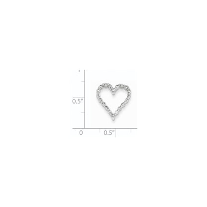 14k White Gold Real Diamond Heart Slide