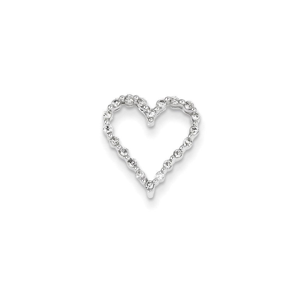 14k White Gold Real Diamond Heart Slide