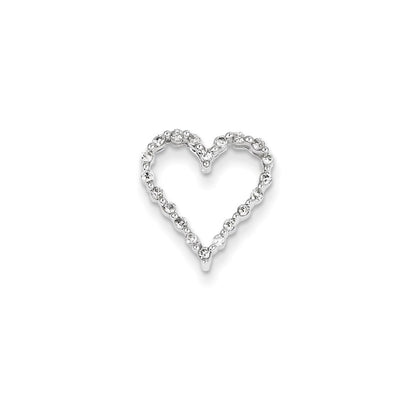 14k White Gold Real Diamond Heart Slide