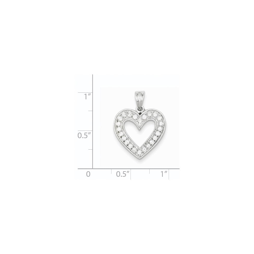 14k White Gold Real Diamond Heart Pendant