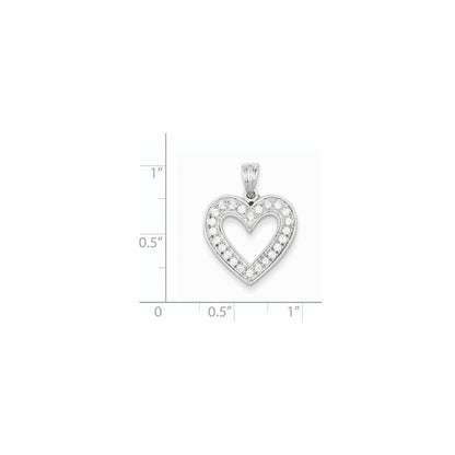 14k White Gold Real Diamond Heart Pendant