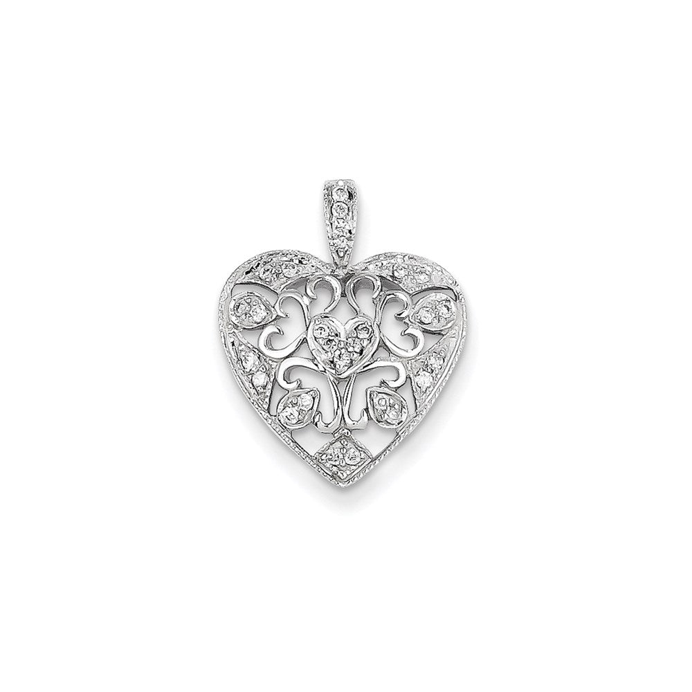 14k White Gold Real Diamond Pendant