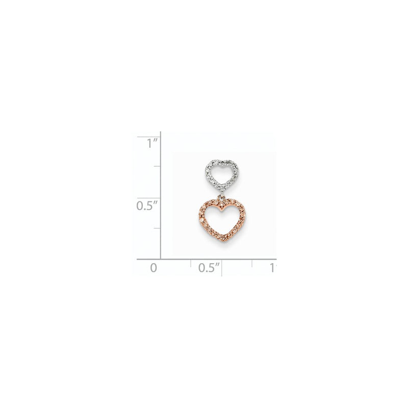 14k Two-Tone Gold Rose Real Diamond Heart Slide