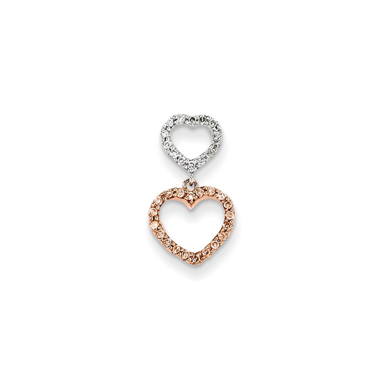 14k Two-Tone Gold Rose Real Diamond Heart Slide