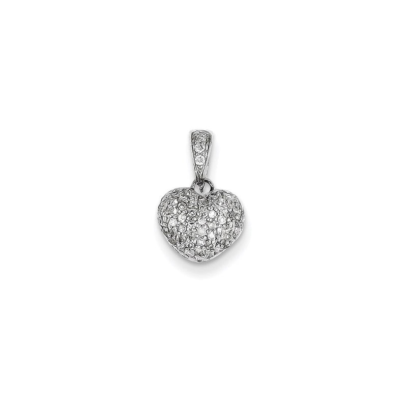 14k White Gold Diamond Puff Heart Pendant