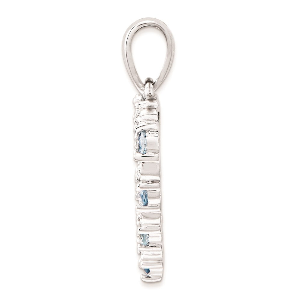 14k White Gold Diamond and Aquamarine Heart Pendant