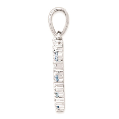 14k White Gold Diamond and Aquamarine Heart Pendant