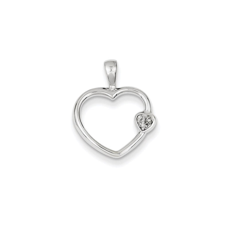 14k White Gold Real Diamond Heart Pendant