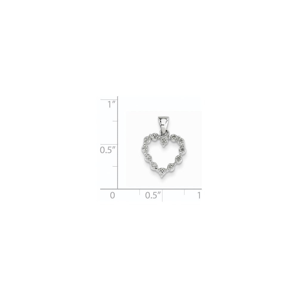 14k White Gold Real Diamond Heart Pendant