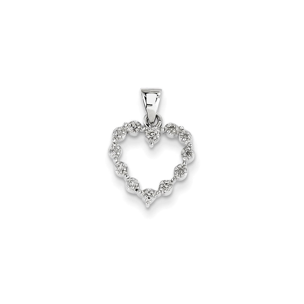 14k White Gold Real Diamond Heart Pendant