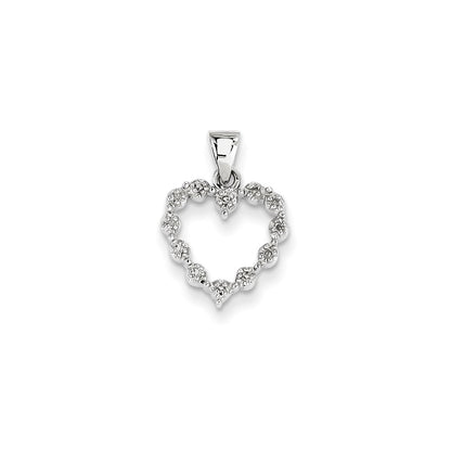 14k White Gold Real Diamond Heart Pendant