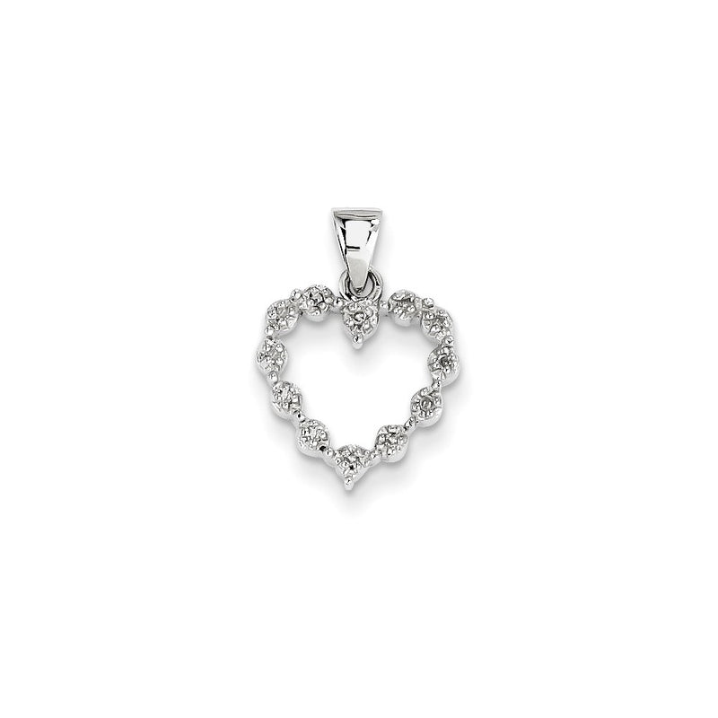 14k White Gold Real Diamond Heart Pendant