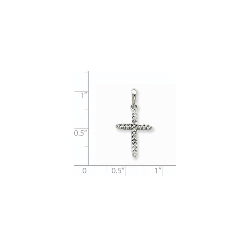 14k White Gold Real Diamond Cross Pendant