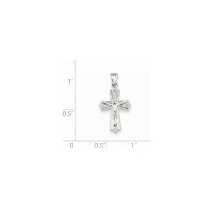 14k White Gold Real Diamond Crucifix Pendant