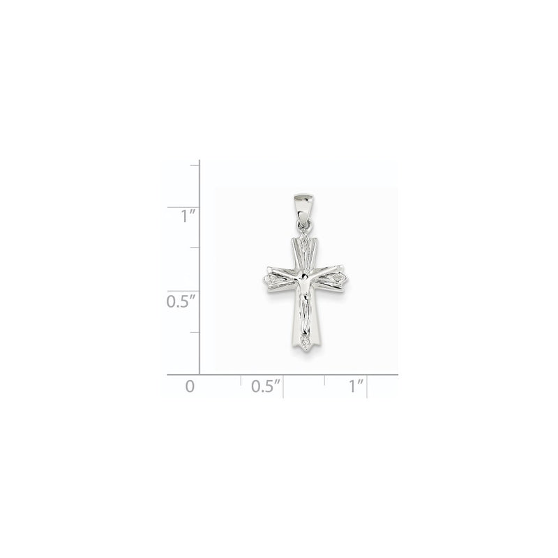 14k White Gold Real Diamond Crucifix Pendant