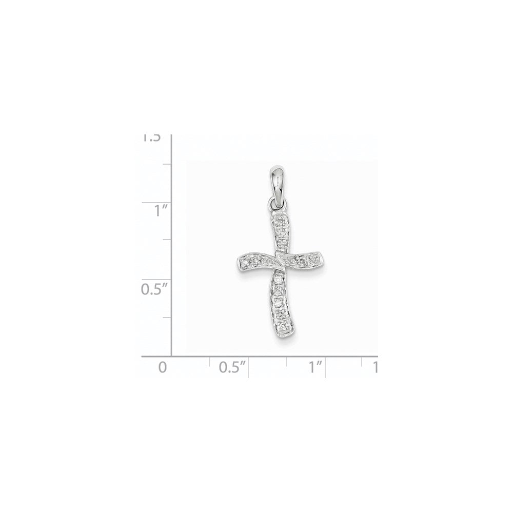 14k White Gold Real Diamond Cross Pendant