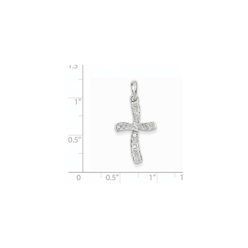 14k White Gold Real Diamond Cross Pendant