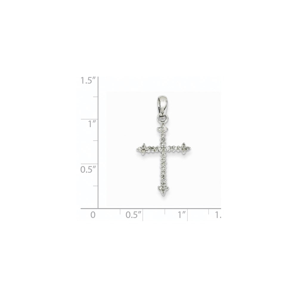 14k White Gold Real Diamond Cross Pendant