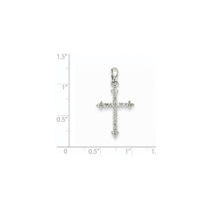 14k White Gold Real Diamond Cross Pendant