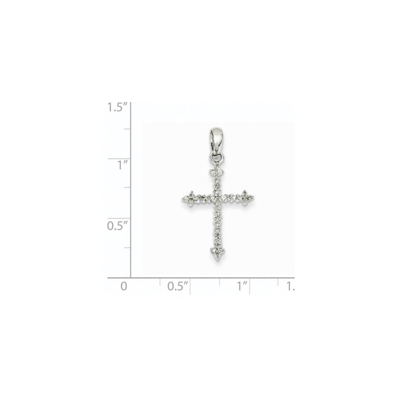 14k White Gold Real Diamond Cross Pendant