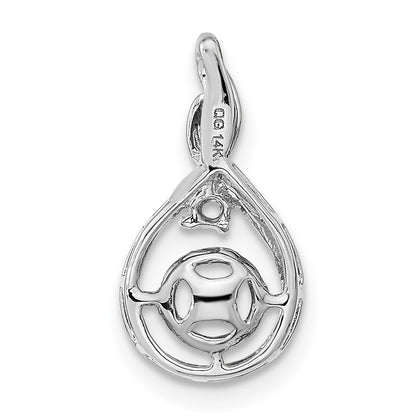 14k White Gold 7mm Whtie Round FW Cultured Pearl VS Real Diamond Pendant