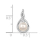 14k White Gold 7mm White Round FW Cultured Pearl & AA Real Diamond Pendant