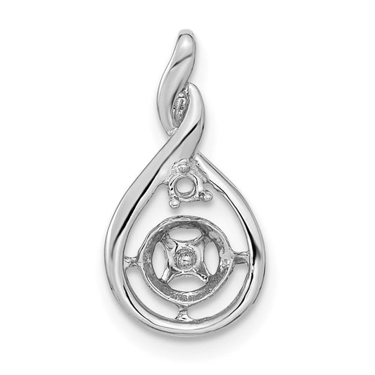 14k White Gold 7mm White Round FW Cultured Pearl AAA Real Diamond Pendant