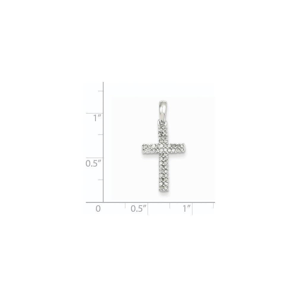 14k White Gold Real Diamond Cross Pendant