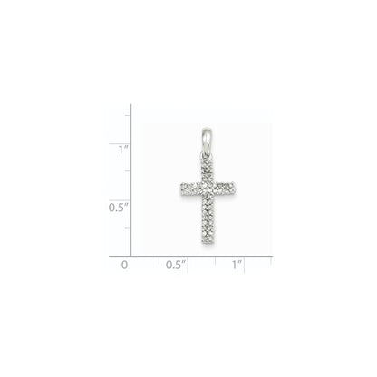 14k White Gold Real Diamond Cross Pendant