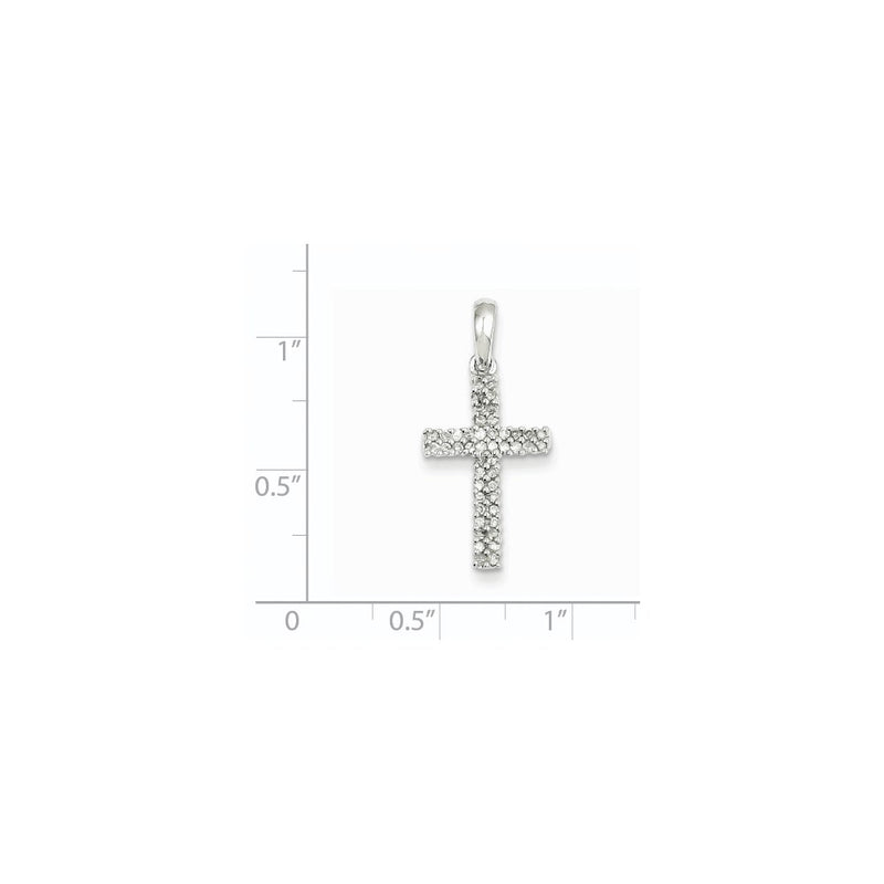 14k White Gold Real Diamond Cross Pendant