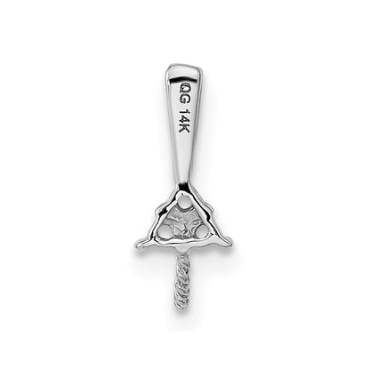 14k White Gold 7mm White Round Freshwater Cultured Pearl AA Real Diamond Pendant