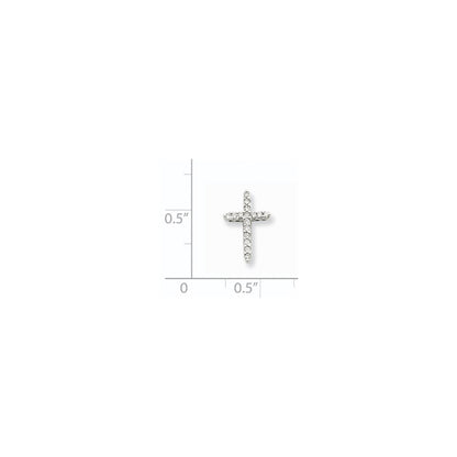 14k White Gold Real Diamond Cross Pendant
