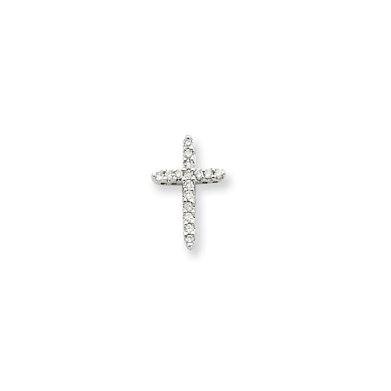 14k White Gold Real Diamond Cross Pendant
