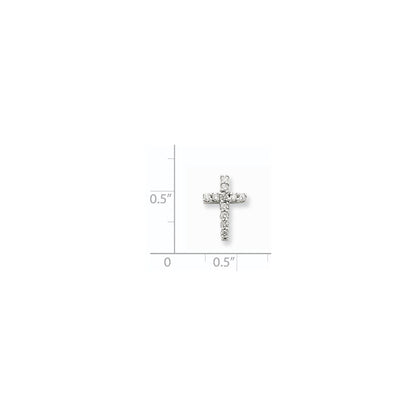 14k White Gold Real Diamond Cross Pendant