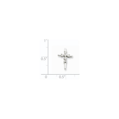 14k White Gold Real Diamond Cross Pendant