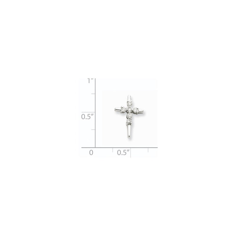 14k White Gold Real Diamond Cross Pendant