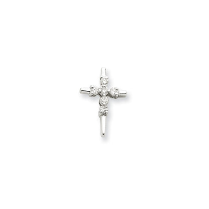 14k White Gold Real Diamond Cross Pendant