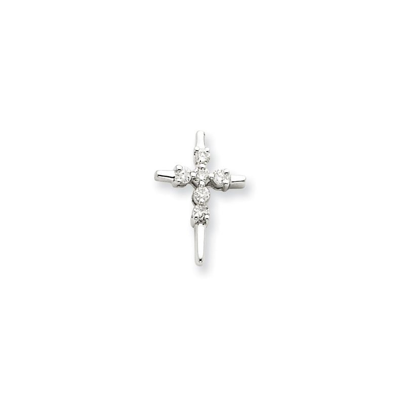 14k White Gold Real Diamond Cross Pendant