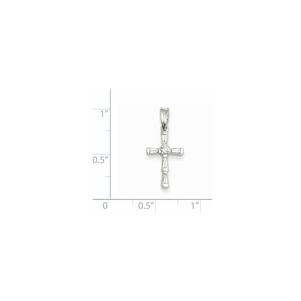 14k White Gold Real Diamond Cross Pendant