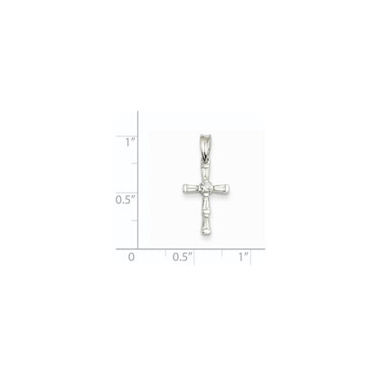 14k White Gold Real Diamond Cross Pendant