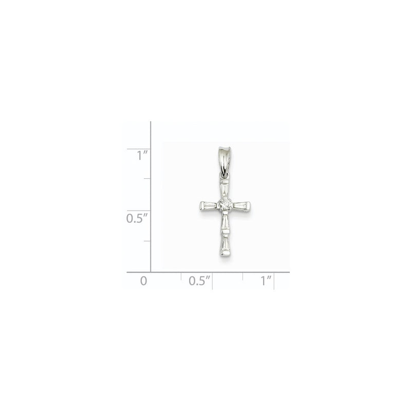14k White Gold Real Diamond Cross Pendant