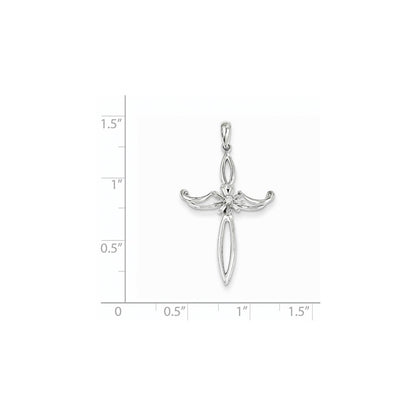 14k White Gold Real Diamond Cross Pendant
