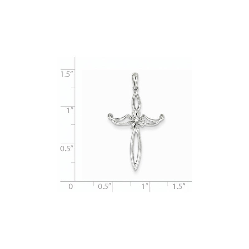 14k White Gold Real Diamond Cross Pendant