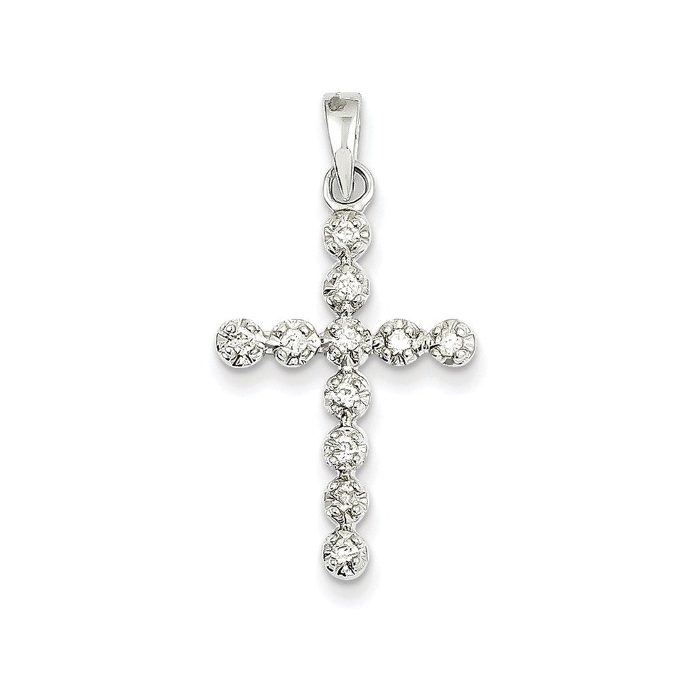 14k White Gold Diamond Cross